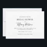 Invitation simple et élégante à la douche nuptiale<br><div class="desc">Cette simple et élégante invitation à la douche nuptiale horizontale est parfaite pour votre douche nuptiale minimaliste moderne noir et blanc. Le design comporte une police contemporaine minimale accompagnée d'une calligraphie formelle. Gardez-le tel quel,  ou choisissez de le personnaliser avec vos propres oeuvres d'art ou photos !</div>