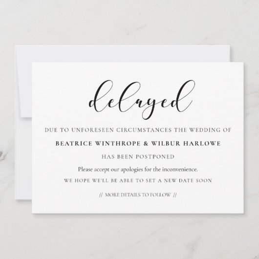 Invitation Simple et élégante annonce de mariage retardé (Devant)