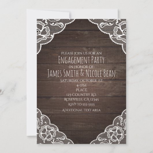 Invitation simple et élégante en bois rustique et (Devant)