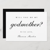 Invitation Simple et Élégante Proposition de Marraine Noir (Devant / Derrière)