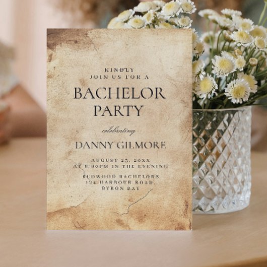 Invitation Simple et élégante soirée de célibataire rustique
