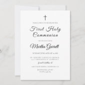 Invitation Simple et élégante White Girl First Holy Communion (Devant)