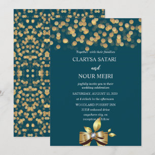 Invitation Simple et frais arc en or et bleu coloré
