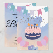 Invitation simple et mignonne pour une fête d'anni (Devant / Derrière)