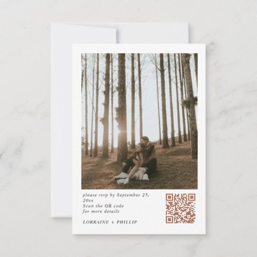 Invitation Simple et moderne 5 photo code QR mariage (Dos)