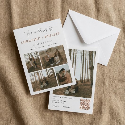 Invitation Simple et moderne 5 photo code QR mariage