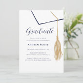 Invitation simple et moderne avec pompon doré pour (Debout devant)