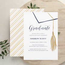 Invitation simple et moderne avec pompon doré pour