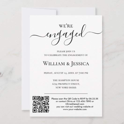 Invitation Simple et moderne avec QR Code Engagement Party (Devant)