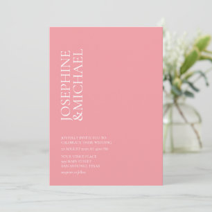Invitation simple et moderne avec un prénom rose e
