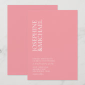 Invitation simple et moderne avec un prénom rose e (Devant / Derrière)