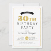 Invitation simple et moderne en or pour les 50 ans (Devant)