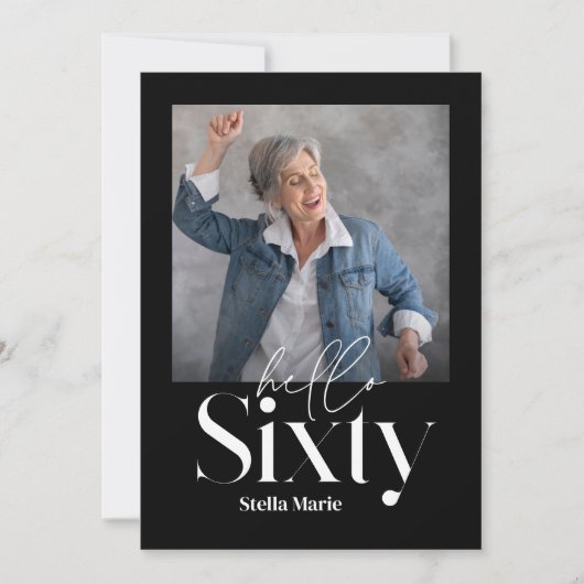 Invitation Simple et moderne noir & blanc 60e anniversaire (Devant)