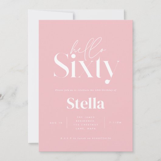 Invitation Simple et moderne noir & blanc 60e anniversaire (Devant)