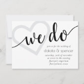 Invitation Simple et moderne | Script Coeur noir et blanc (Devant)