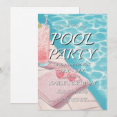 Invitation simple et rose pour une fête au bord de (Devant / Derrière)