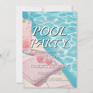 Invitation simple et rose pour une Pool Party