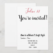 Invitation simple et simple pour 22e anniversaire (Devant / Derrière)