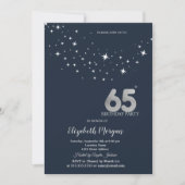 Invitation Simple Étoiles Blanches Fête d'anniversaire Bleu 6 (Devant)