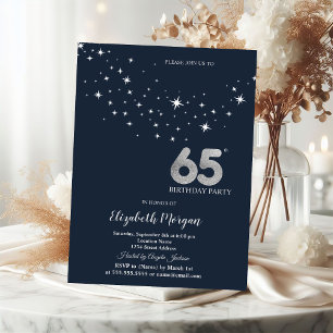 Invitation Simple Étoiles Blanches Fête d'anniversaire Bleu 6