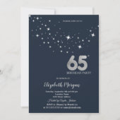 Invitation Simple Étoiles Blanches Fête d'anniversaire Bleu 6 (Devant)