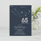 Invitation Simple Étoiles Blanches Fête d'anniversaire Bleu 6 (Debout devant)
