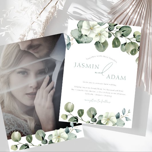 Invitation Simple Eucalyptus Feuille Mariage photo