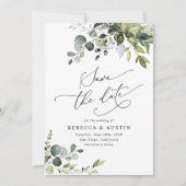 Invitation Simple Eucalyptus Feuille verdure Enregistrer la d (Devant)
