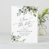 Invitation Simple Eucalyptus Feuille verdure Enregistrer la d (Debout devant)