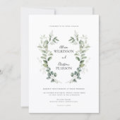 Invitation Simple Eucalyptus Greenery Wedding QR Code RSVP (Devant)