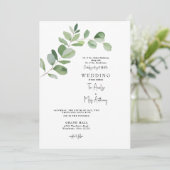 Invitation Simple Eucalyptus Moderne Les deux parents Mariage (Debout devant)