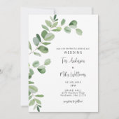 Invitation Simple Eucalyptus Moderne Sans Parents (Devant)
