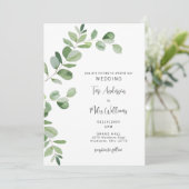 Invitation Simple Eucalyptus Moderne Sans Parents (Debout devant)