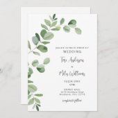 Invitation Simple Eucalyptus Moderne Sans Parents (Devant / Derrière)