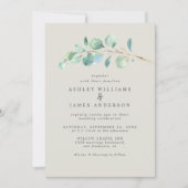 Invitation Simple Eucalyptus vert Folift Mariage gris clair (Devant)