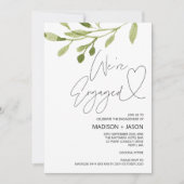Invitation Simple Eucalyptus Vert Nous sommes Fiançailles eng (Devant)