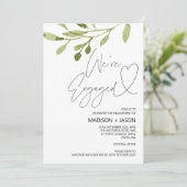 Invitation Simple Eucalyptus Vert Nous sommes Fiançailles eng (Debout devant)