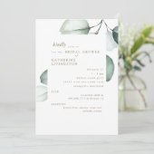 Invitation simple Eucayptus Stem Bridal Douche (Debout devant)