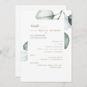 Invitation simple Eucayptus Stem Bridal Douche (Devant / Derrière)