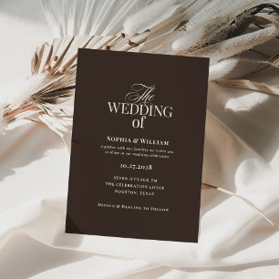 Invitation Simple Expresso Brun Foncé Mariage Neutre