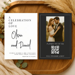Invitation Simple Faire Mariage Code QR Photo Écriture