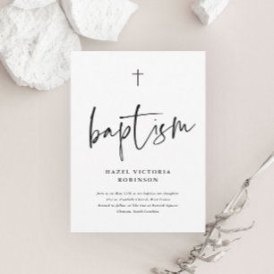 Invitation Simple Faire Script Baptême Christening