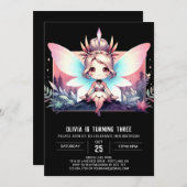Invitation Simple Fairy Thème numérique Anniversaire (Devant / Derrière)