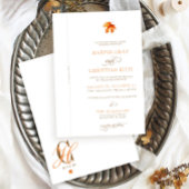 Invitation Simple Fall Leaves Modern Autumn Ribbon Wedding