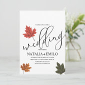 Invitation Simple Fall Wedding Leaf  (Debout devant)