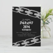 Invitation Simple Faux Argent Chaîne Adulte Fête d'anniversai (Debout devant)