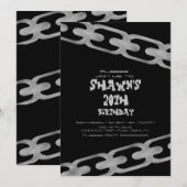 Invitation Simple Faux Argent Chaîne Adulte Fête d'anniversai (Devant / Derrière)