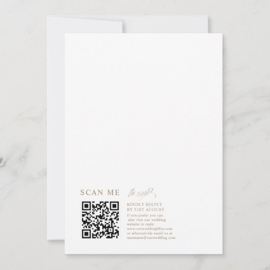 Invitation Simple Faux Gold Calligraphie le Mariage de (Dos)