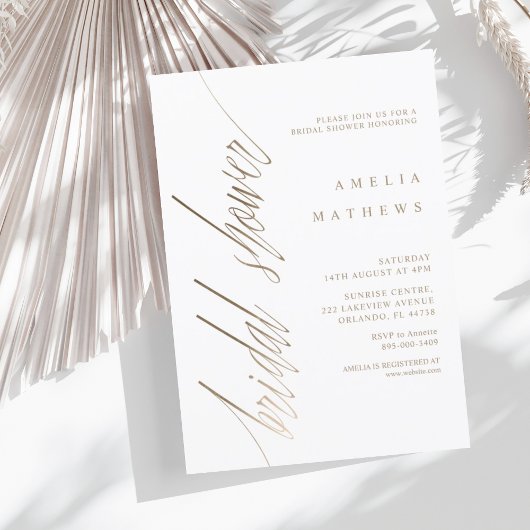 Invitation Simple Faux Or Calligraphie Enterrement de Vie de