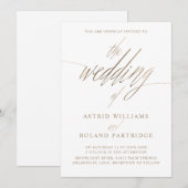 Invitation Simple Faux Or Calligraphie le Mariage de (Devant / Derrière)